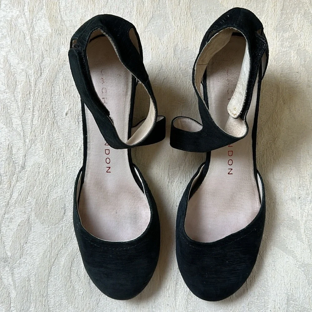 SACHA LONDON SUEDE SHEEN‎ ANKLE STRAP WEDGE SHOE​​​